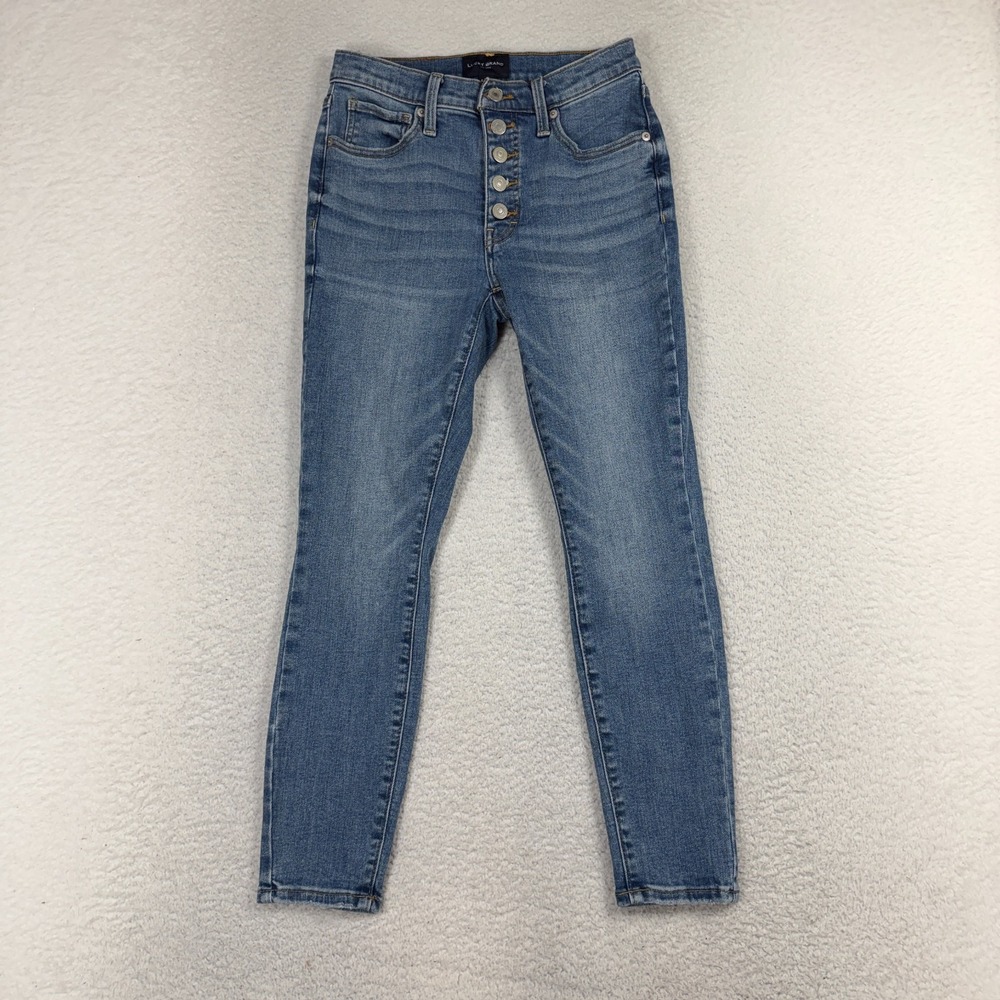Lucky Brand Button Fly Ankle 4/27A (26x25) Skinny Bridgette Blue Denim Jeans